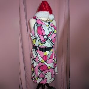 LANE BRYANT Sleeveless Abstract Belted Dress 18